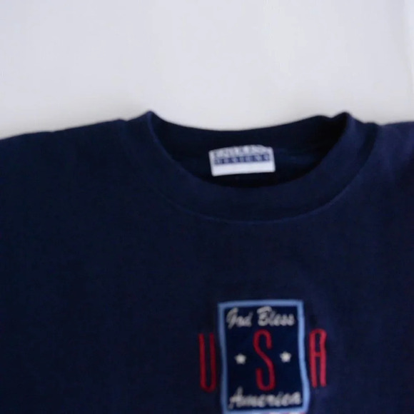 Vintage Endless Designs Navy "God Bless U.S.A." Crewneck Sweater - Picture 10 of 12